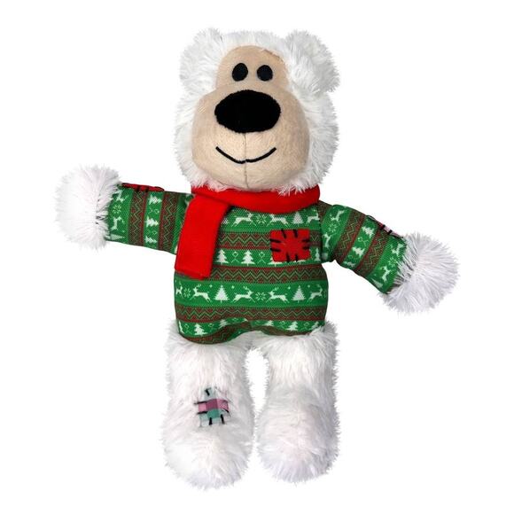 Kong Size M/L Wild Knots Holiday Plush Bear Rope Dog Toy Christmas Sweater Green - Picture 1 of 3